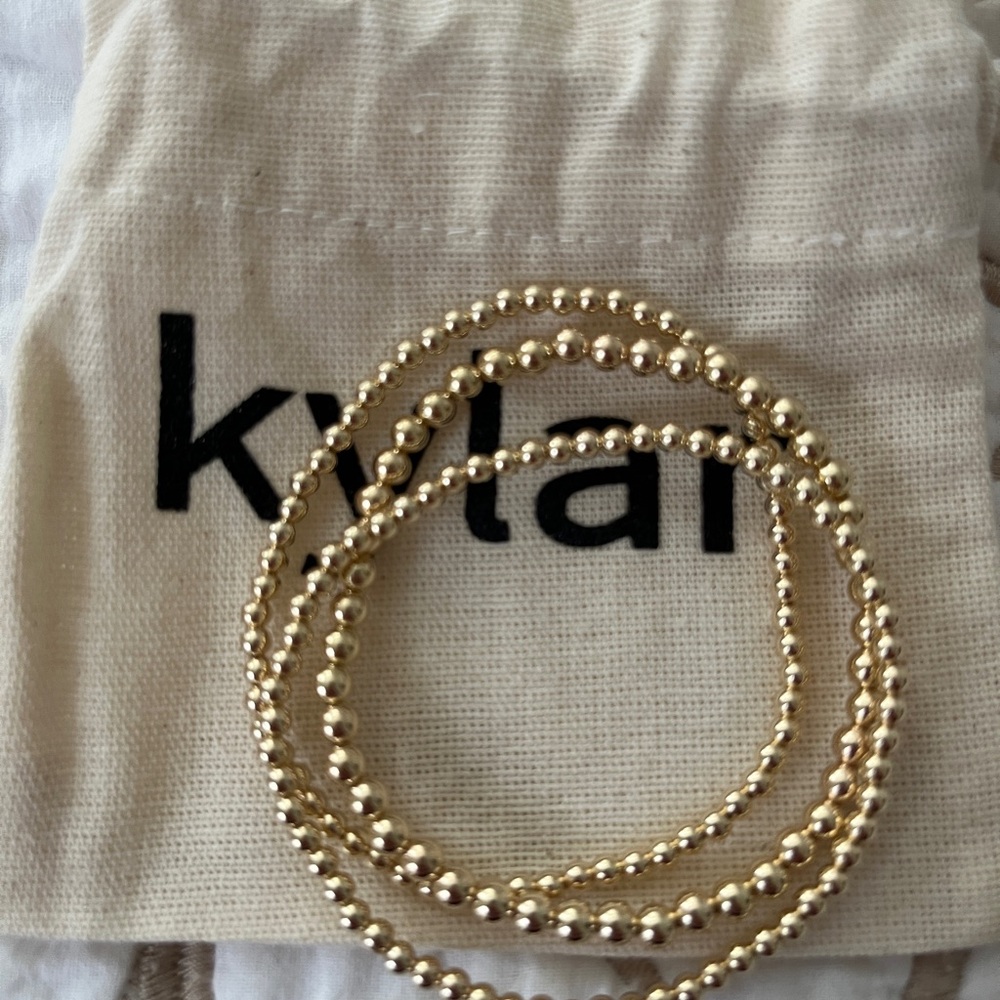 Kylar Mack Gold Beaded Bracelets - Trio size 6.5”